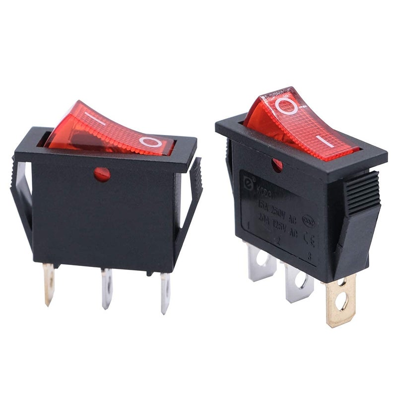 mxuteuk 6pcs AC110V/120V Rocker Switch Red Light Illuminated Snap-in Toggle Switch Power SPST ON-Off Switch 3 Pin, Use for Household Appliances Industrial Equipment MXU3-101NR - Image 5